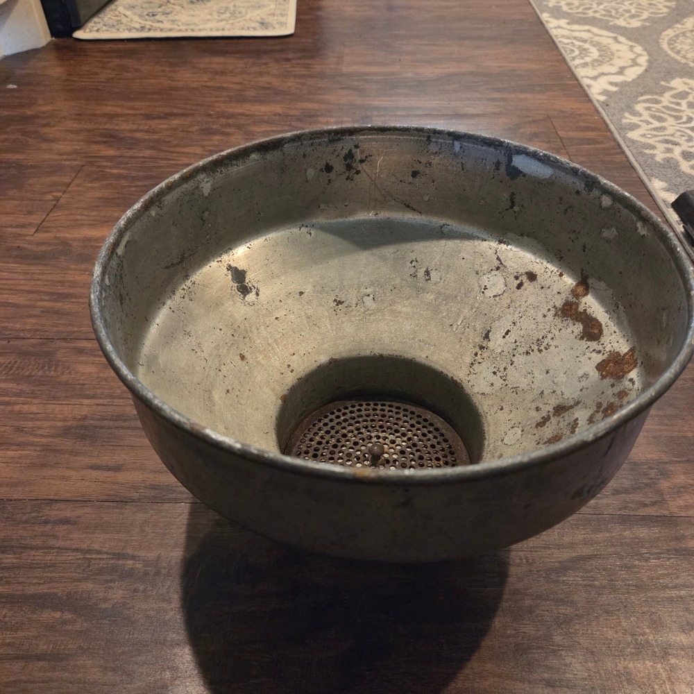 Vintage Galvanized Metal Milk Strainer Funnel Large Farmhouse Primitive Decor